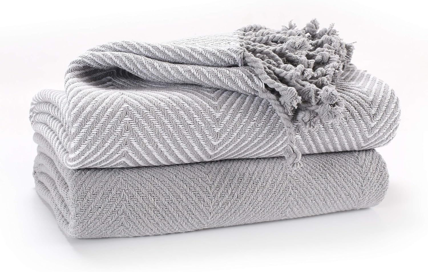 EHC Luxury Throws for Sofa Cover Couch Blanket Pack of 2, Grey Throw -125x150cm, Single (125 cm x 150 cm)