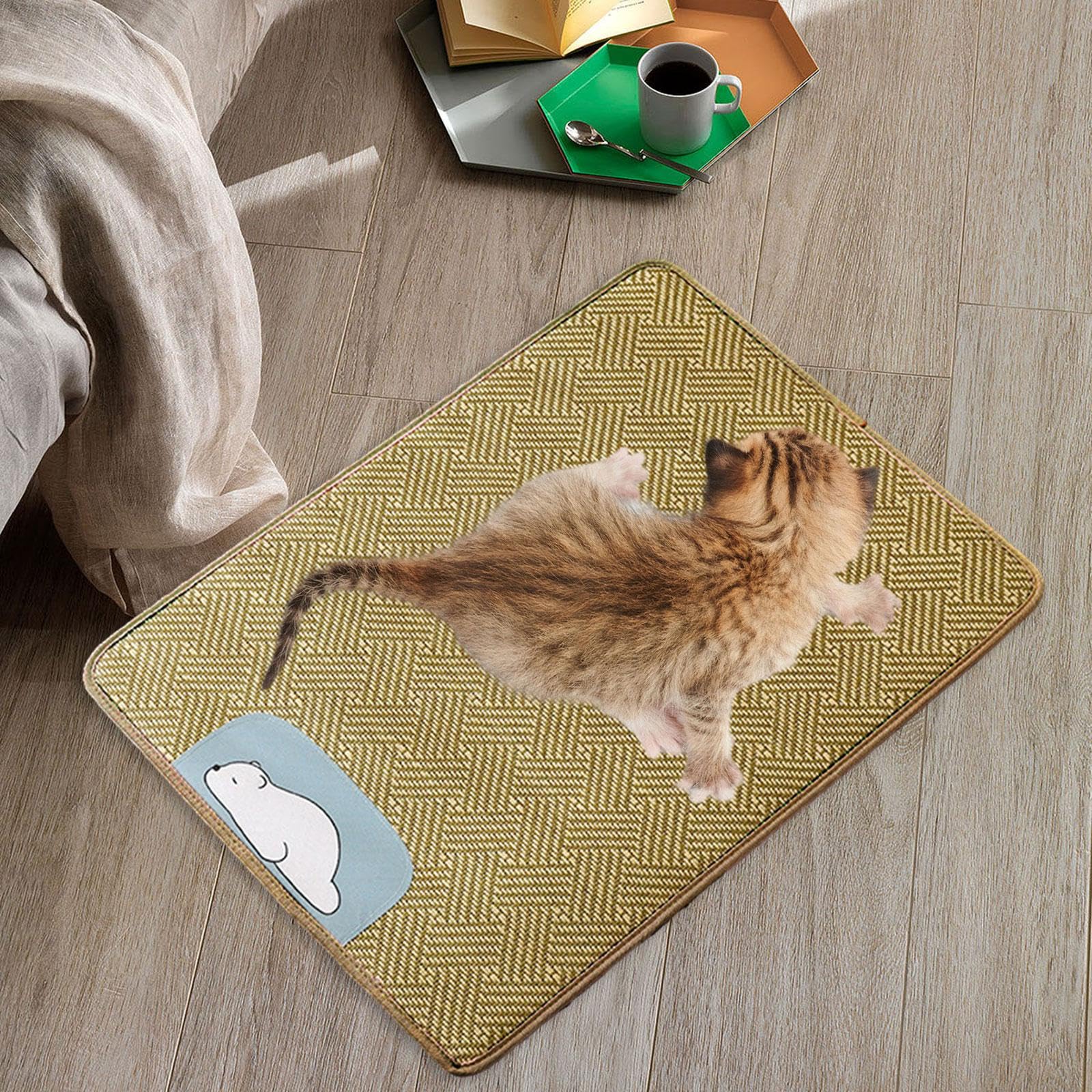 Alfombrilla para Perros, Manta para Gatos, Artículos para Mascotas de Ratán Tejido, Cojín para Dormir, Alfombrilla para Dormir, a