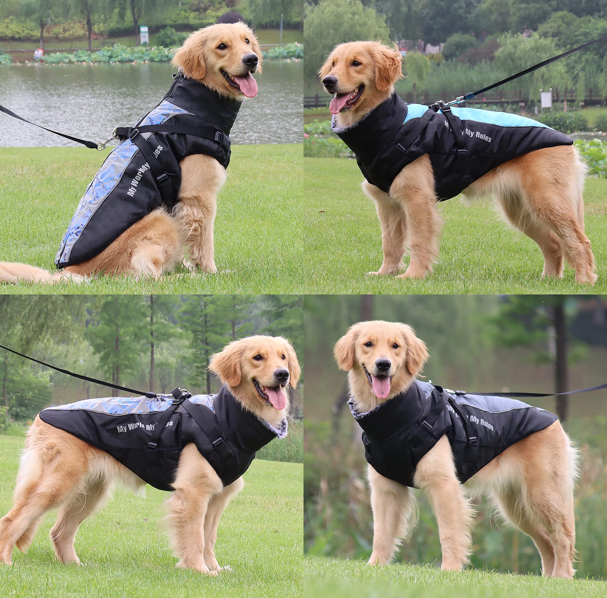 Hunde-Wintermantel Mit Geschirr – Wasserdicht, Reflektierend, Verstellbar, Für Große & Mittelgroße Hunde