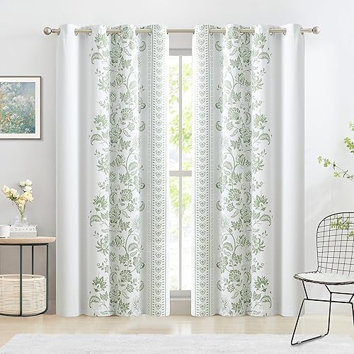 Miniatura 2 de Jubilantex Cortina opaca botánica para ventana, 95 pulgadas de largo, reducción de ruido, aislamiento térmico, tratamiento de ventana para