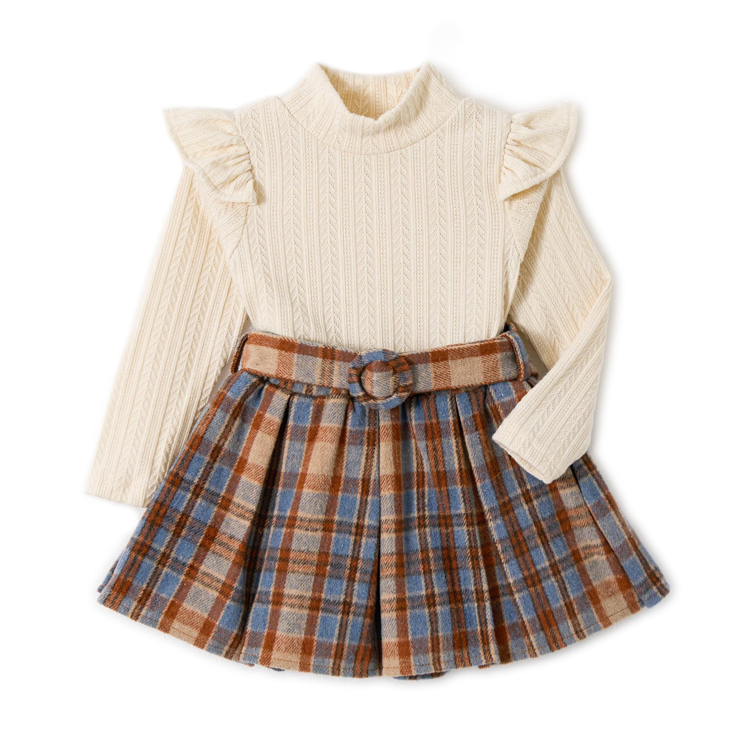 Miipat Conjunto de Ropa Niña Bebé Conjunto Niñas Pequeñas Primavera Otoño Tops de Manga Larga Tipo Suéter con Minifaldas Vestidos para Niñas