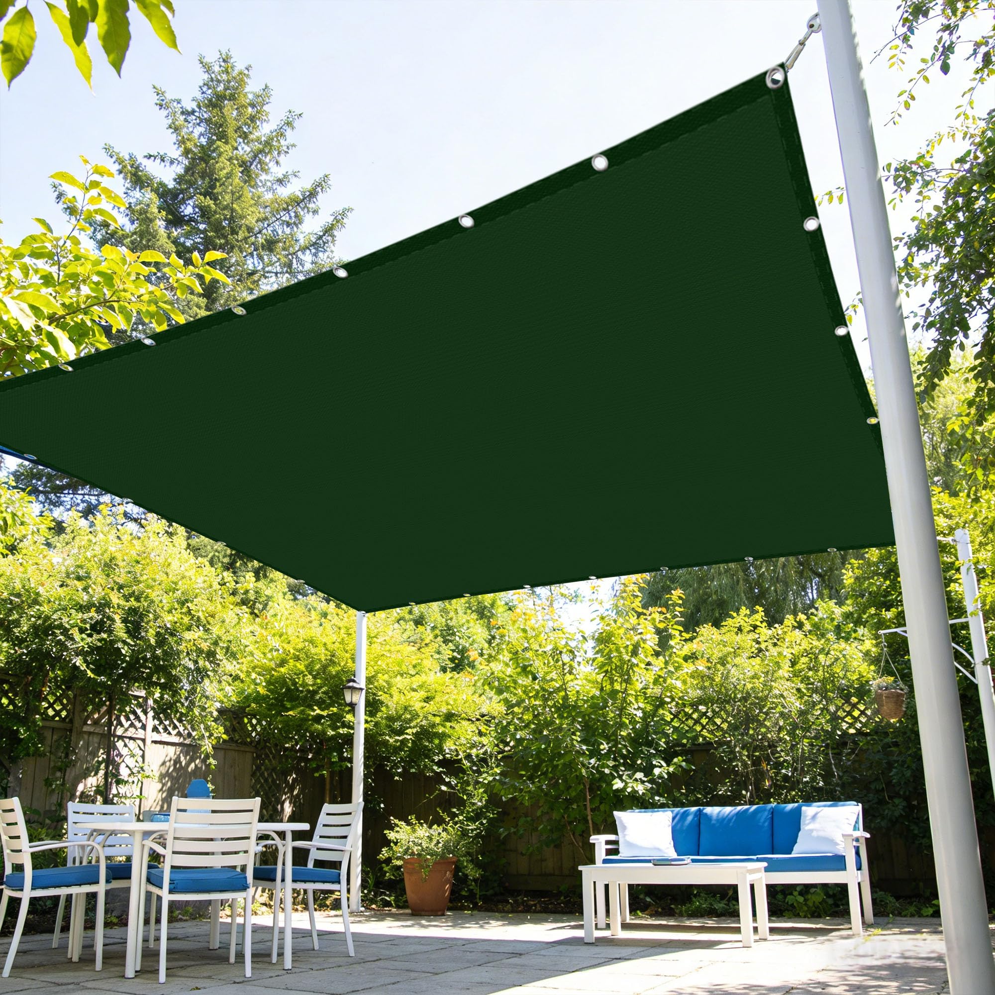 Square Sun Sail 140 x 300 cm UV Block Sun Shade Sail for Garden Breathable for Backyard Deck Terrace Patio Swimming Pool Camping, Dark Green