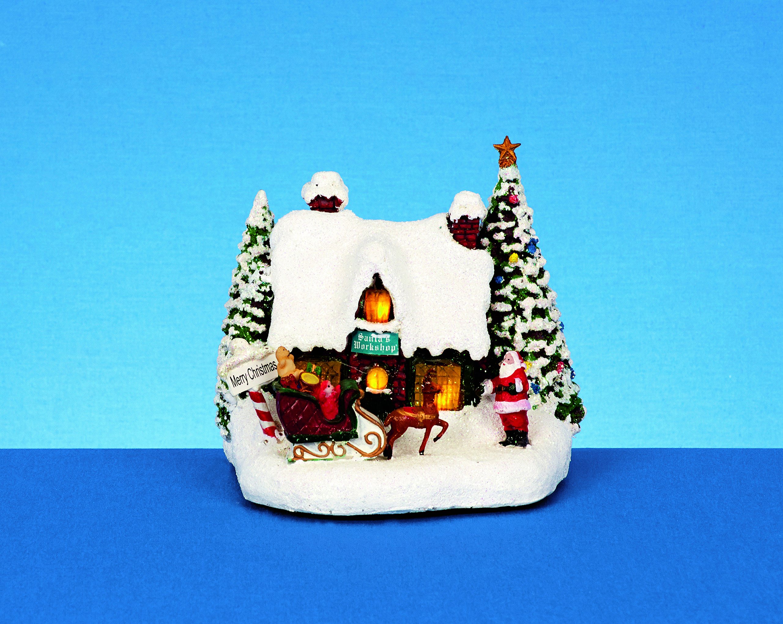 Crillys Premier 17cm LED House with Santa and Sleigh Scene