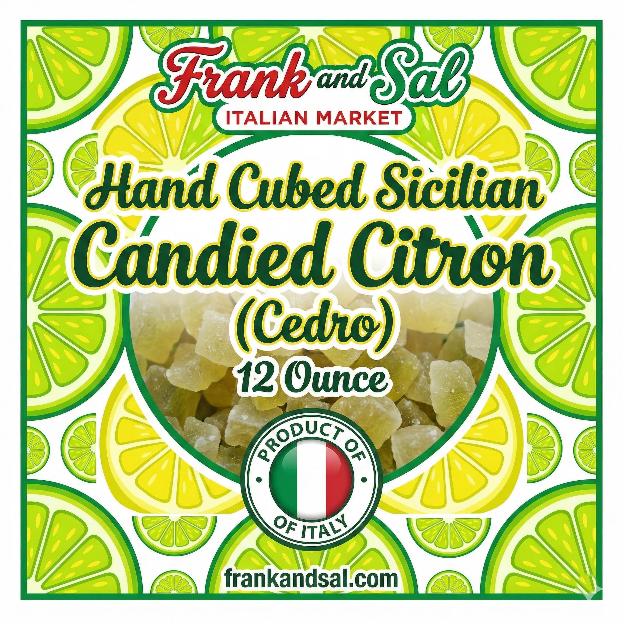 Hand Cubed Sicilian Candied Citron (Cedro) 12 Ounce Container Fresh Never Pre Packaged