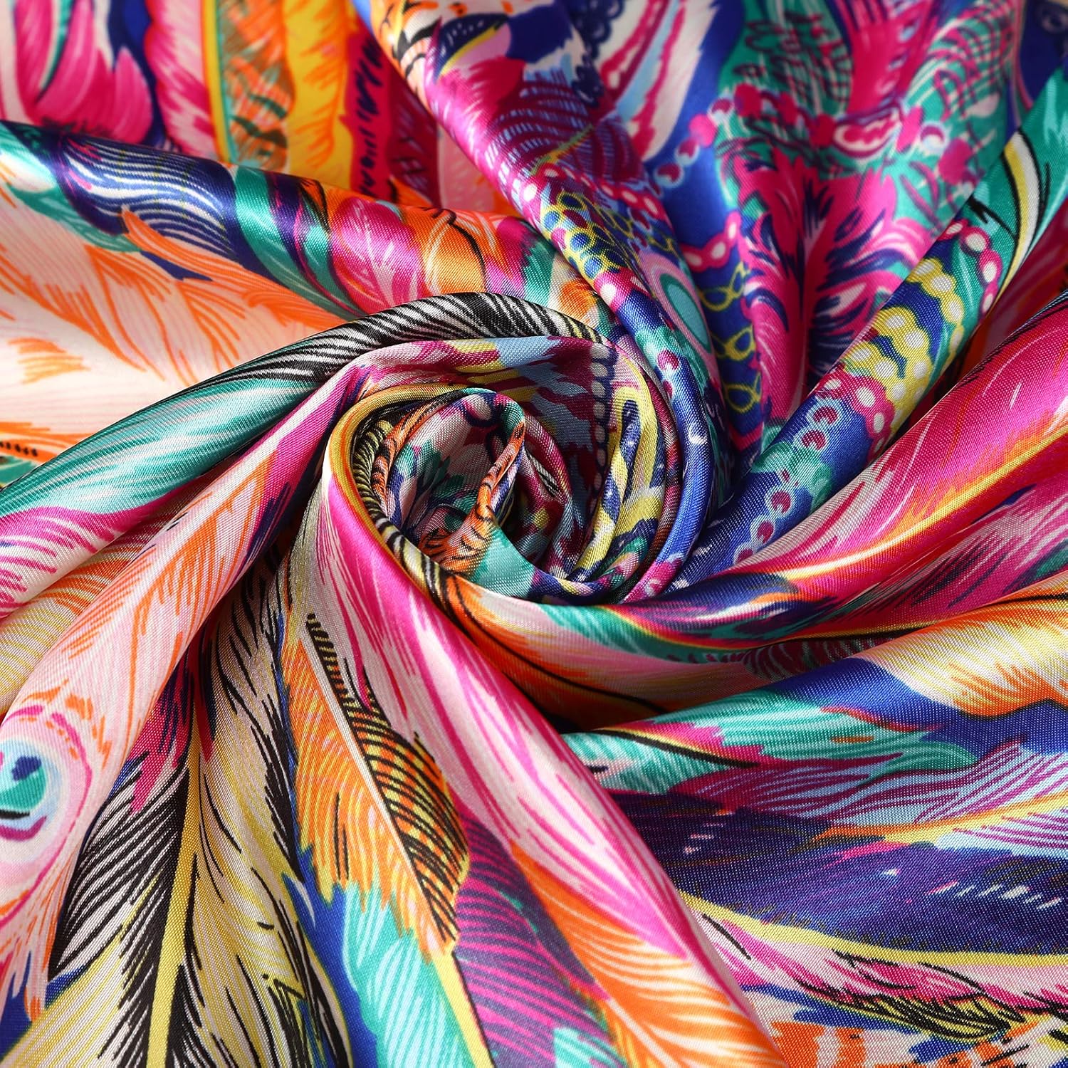 AWAYTR 35” Satin Large Square Head Scarves - 4PCS Silk Like Neck Scarf Hair Sleeping Wraps Satin Silk Scarfs for Women - Image 3