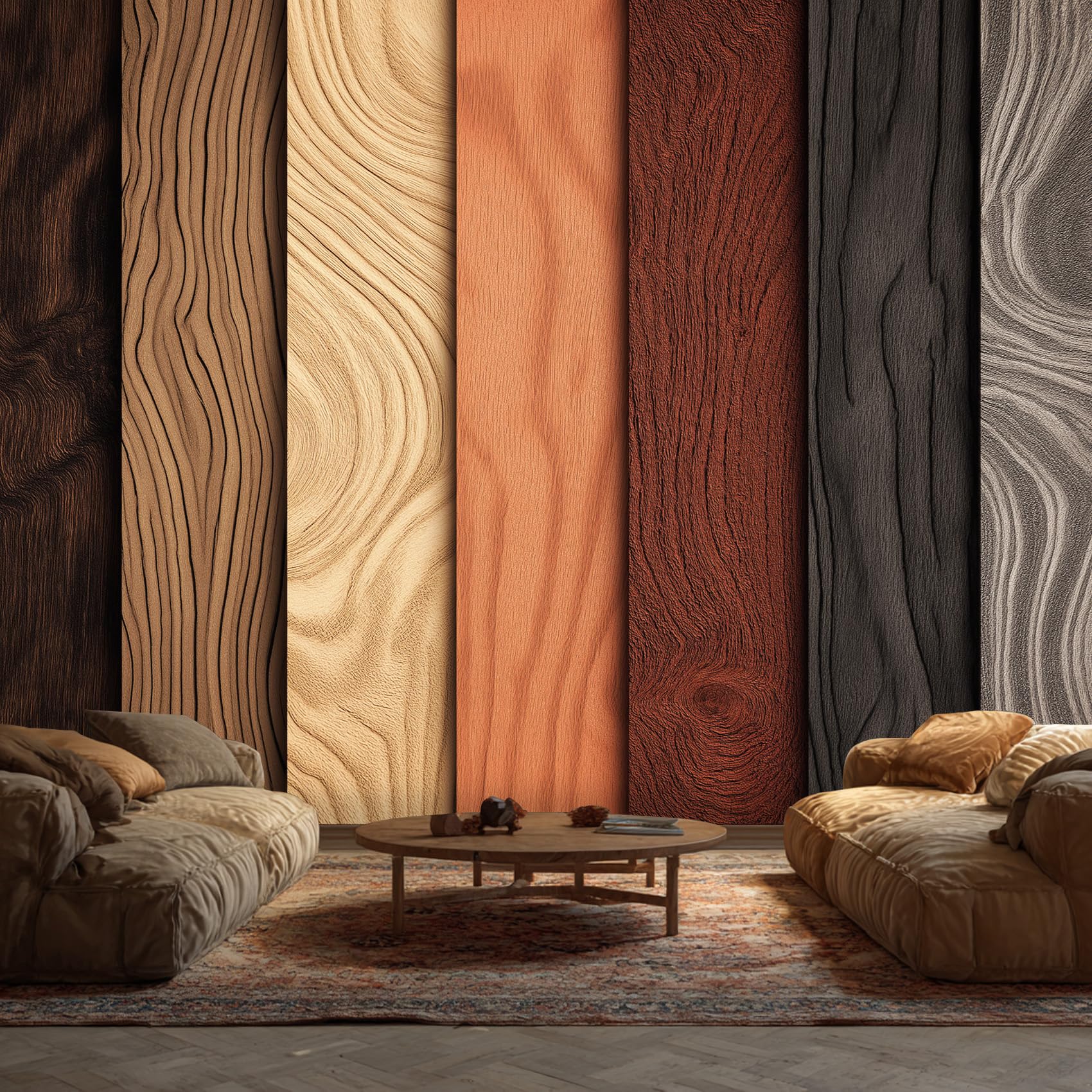 Wood Grain Wallpaper, Modern Textured Striped Mural Wallpaper, Wood Grain Room Decor Wall Art for Living Room Bedroom Kitchen 315L x 215W cm, SH0266