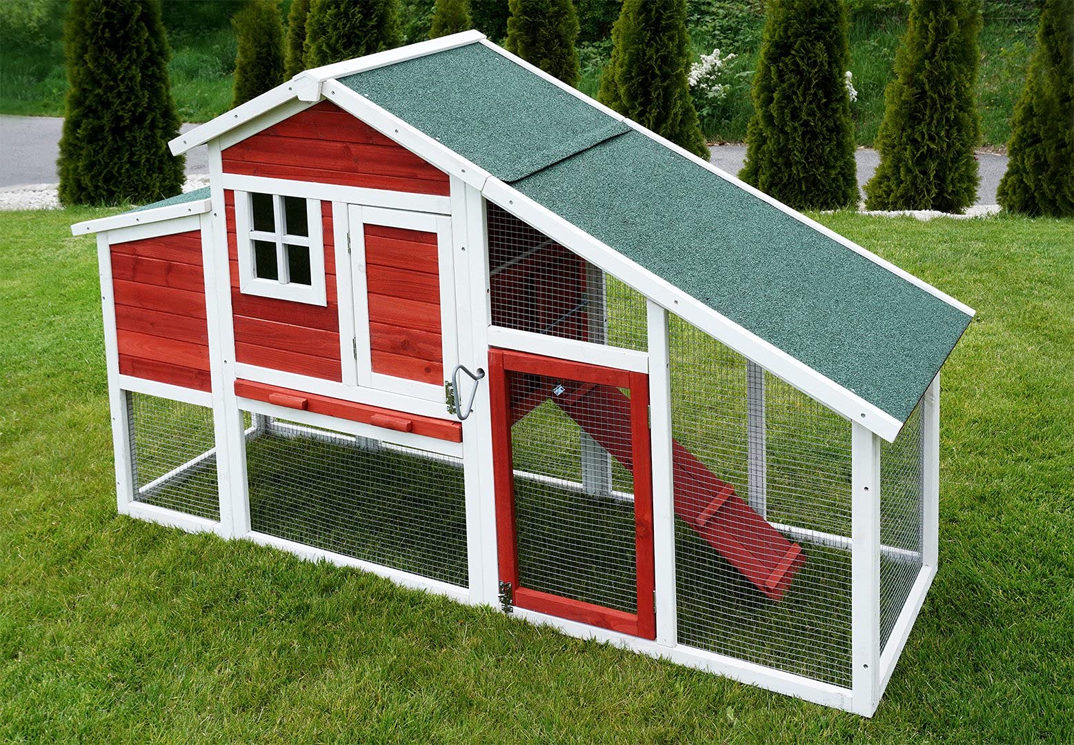 Miweba my animal Poulailler MH-32 XXL avec pondoir - Bois de pin - Résistant à l'hiver - Enclos à Deux Niveaux - Nichoir - Maison pour Poules - Volière pour Poules - Cage à Poules