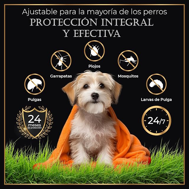 Foto 2 de 6 de Pack 4 Collares Antiparasitarios para Perros, 24 Meses de Protección contra Pulgas, Garrapatas y Mosquitos