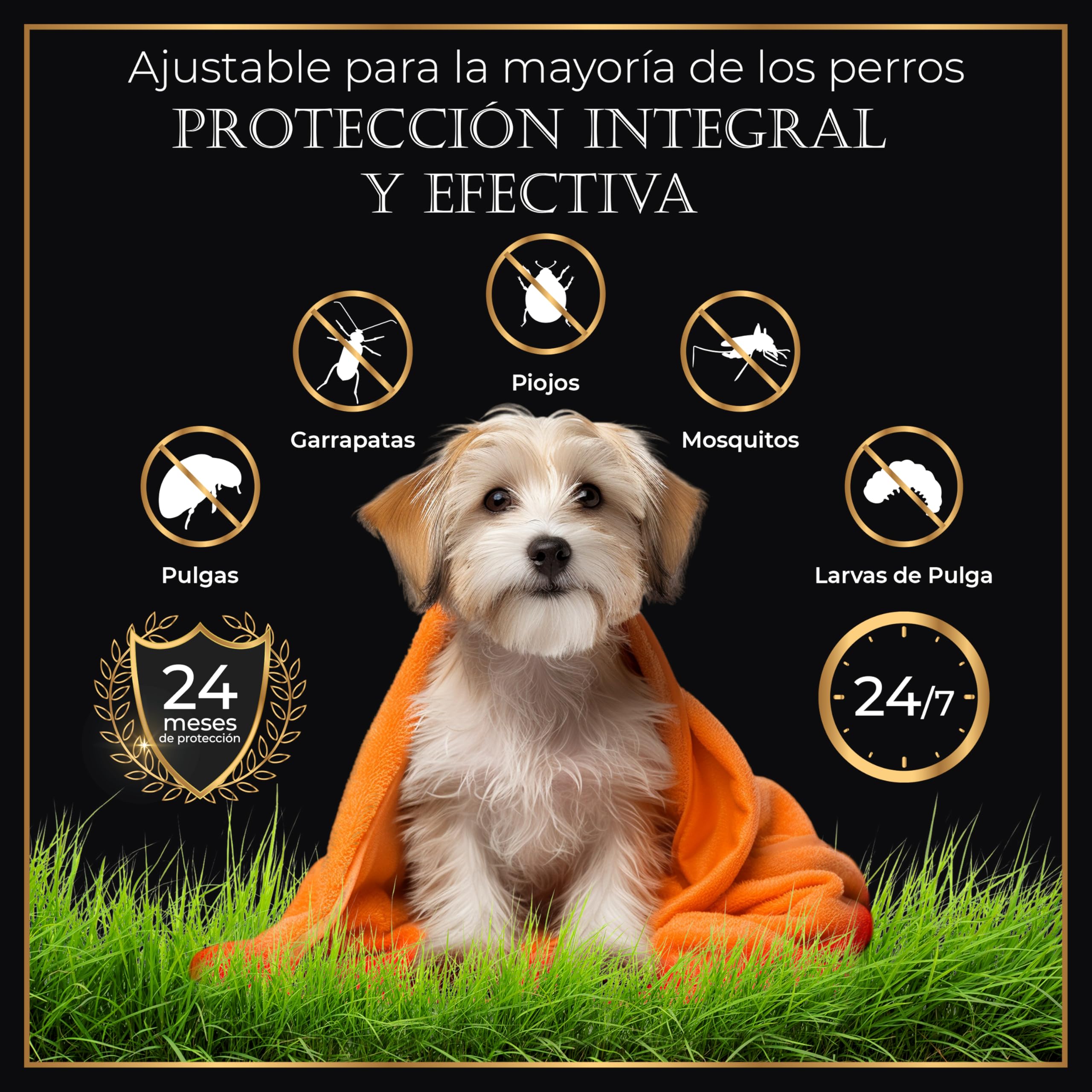 Pack 4 Collares Antiparasitarios para Perros, 24 Meses de Protección contra Pulgas, Garrapatas y Mosquitos - 100% Natural, Impermeable, Ajustable, para Todos los Tamaños. — view 2