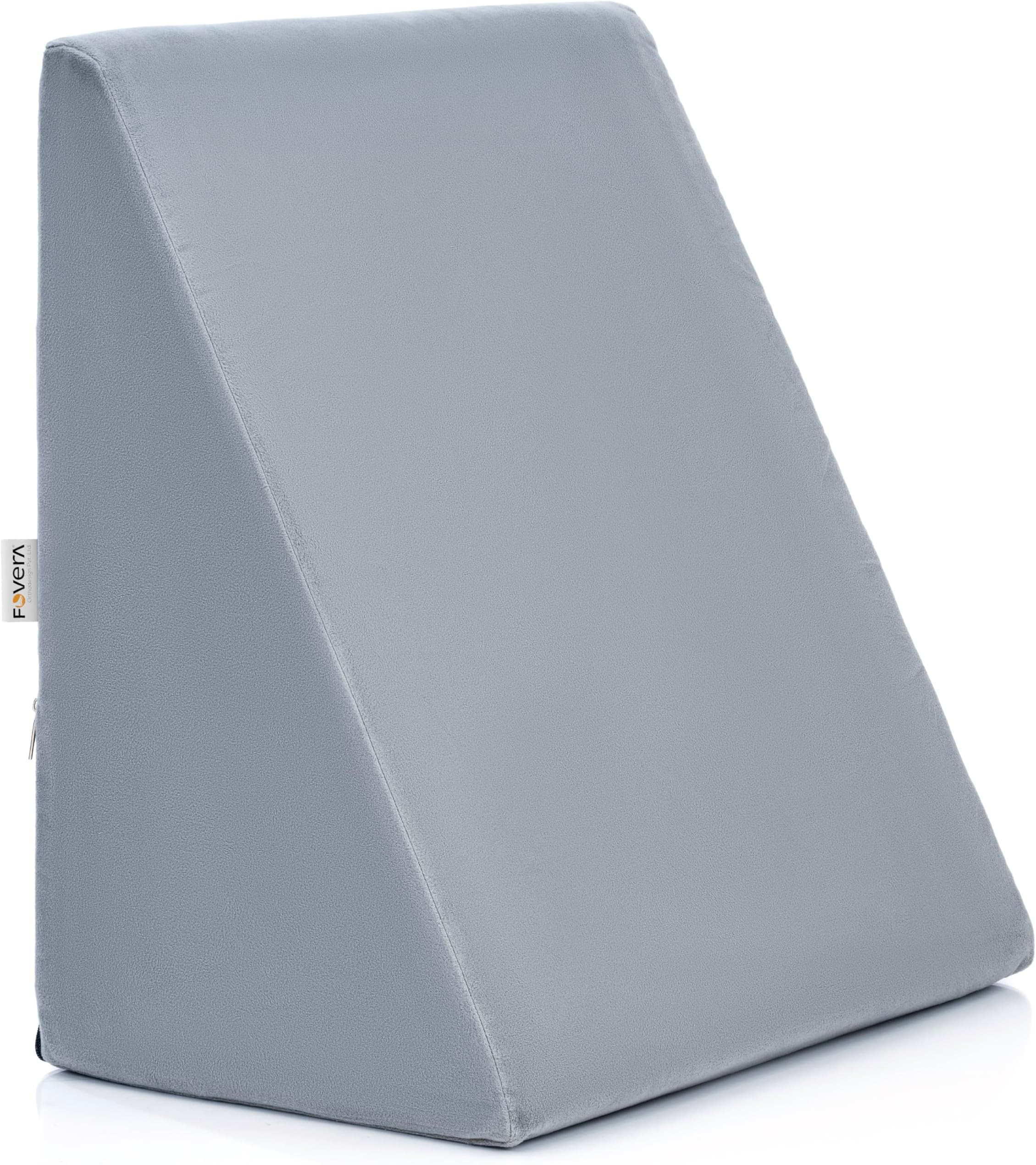 FOVERA Wedge Pillow Memory Foam | 2 Years Warranty | Orthopedic Wedge Cushion for Back Support, Sleeping, Leg Elevator, Pregnancy, GERD, Anti Snoring (Grey, 18 x 17.5 x 11 Inch)