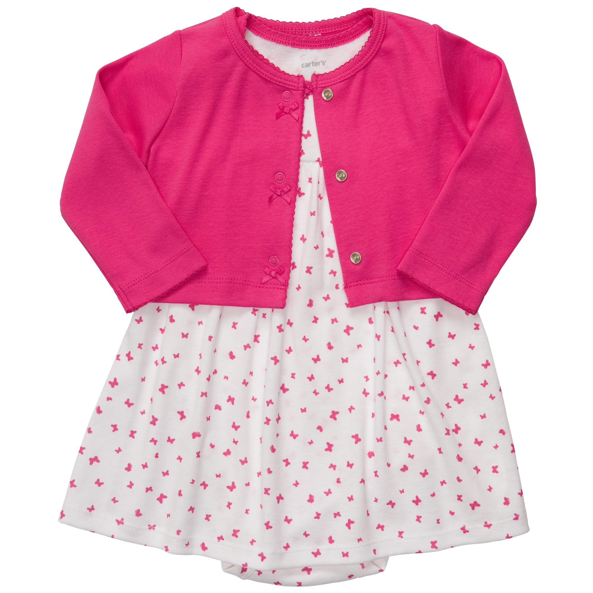 Carter's Baby Girls' 2 Pc Dress Set - Pink Butterfly - 3 Months