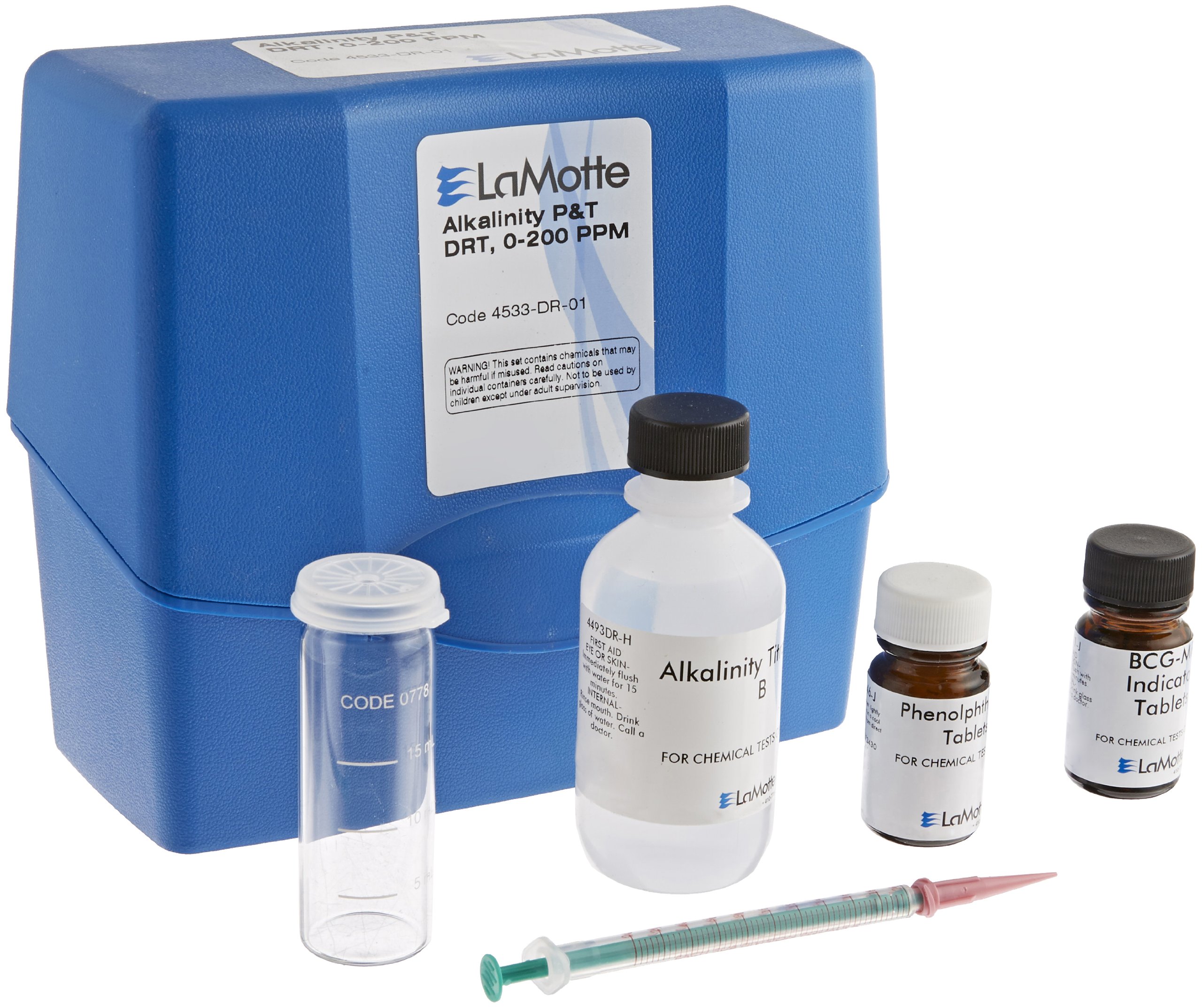 LaMotte 4533-DR-01 P&T Alkalinity Direct Reading Titrator Kit – 0-200 Ppm Range, 4 Ppm Sensitivity (as CaCO3), 50 Tests