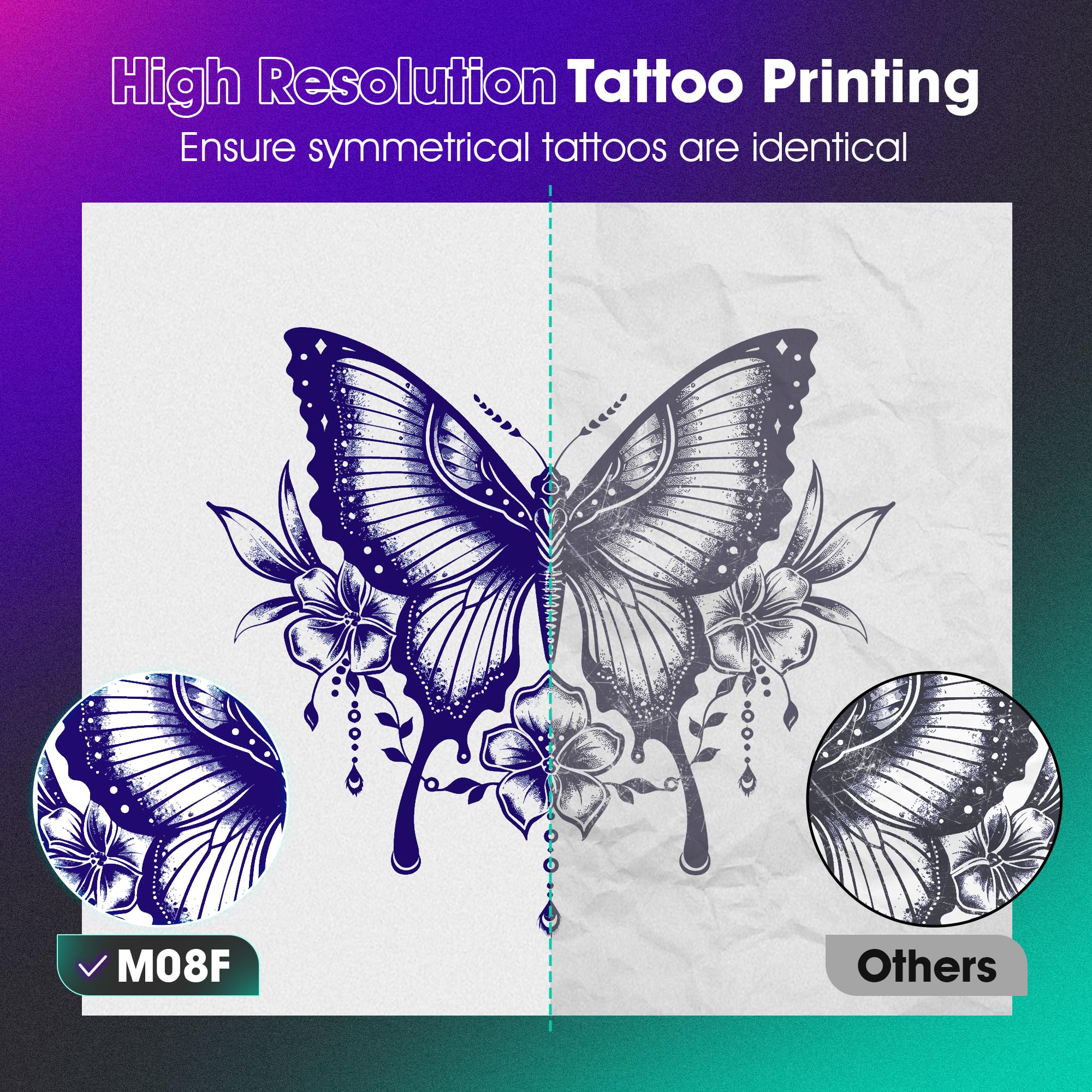 Tattoo Drucker, Tattoo Stencil Drucker mit 10 Blatt Stencil Papier für Tattooing, Thermodrucker Tattoo Kompatibel mit IPad & Telefon & PC für Tattoo Künstler und Anfänger DIY Tattoos, Rosa