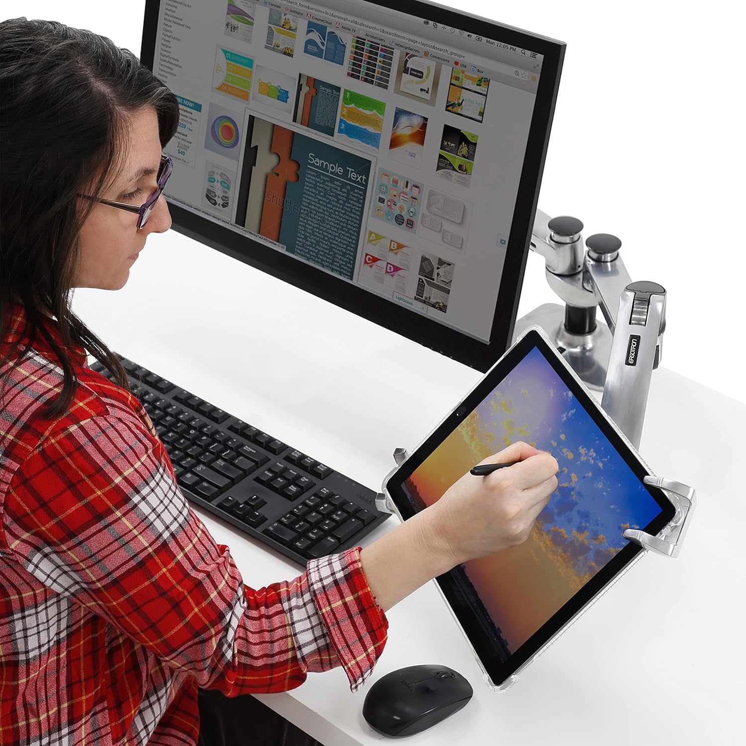 Ergotron – Lockable Tablet Mount – for Notebook and Tablet Screens up to 13 Inches – Add-on for VESA Monitor Arms