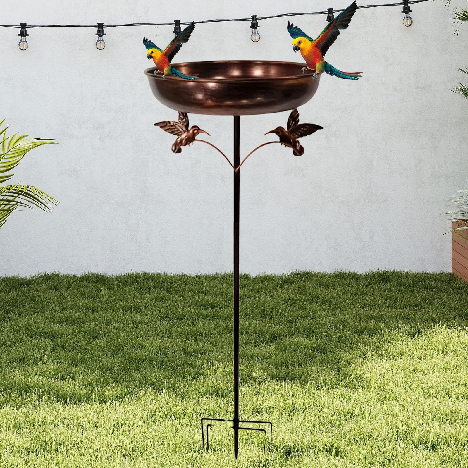 Comedero para pájaros, bebedero para pájaros de jardín, resistente y desmontable con estaca de metal para exteriores, jardín y patio.