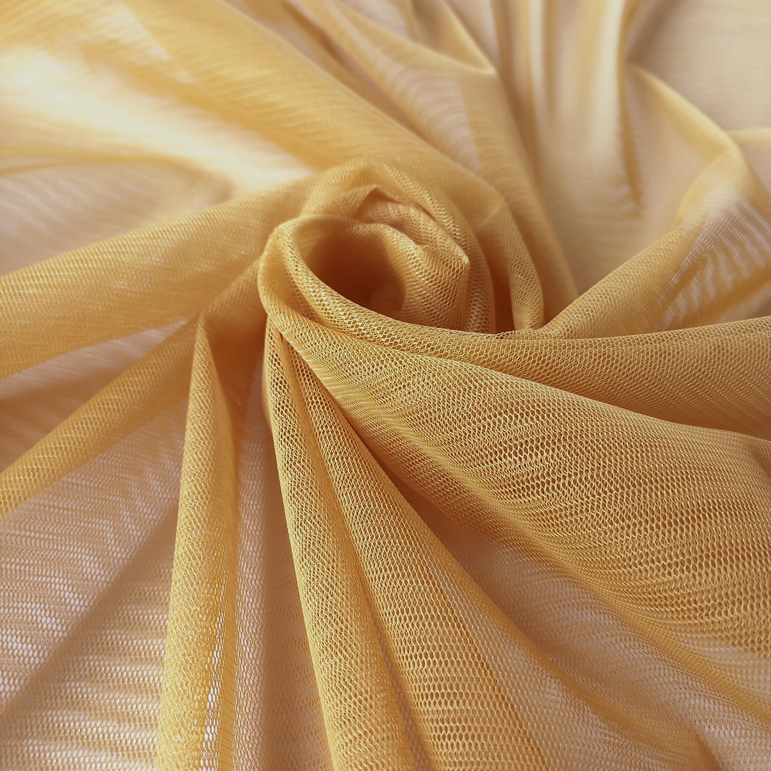 On Trend Fabrics Mustard Yellow Soft Tulle Veiling Fabric 150cm Wide - Sold by The metre, 5061036530881