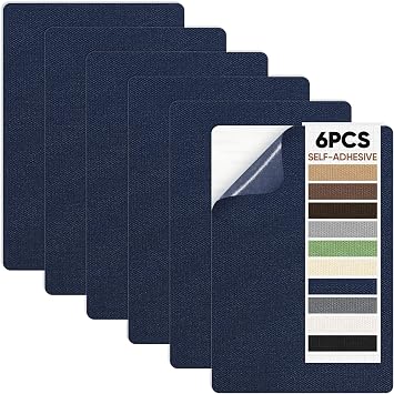 Canvas Patch 5.5 x 8 Inches 6Pcs Self-Adhesive Waterproof Canvas Patch Kit for Repairing Tents,Sofas,Boat Covers,Camping Chair,Awnings,Car Seats.Dark Blue