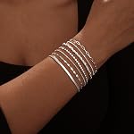Kyerlyn Dainty Bracelets pour les femmes, 14K Bracelet en or/argent Stack tendance imperméable ajustable à la couche de lien Bracelet Set de mode minimaliste