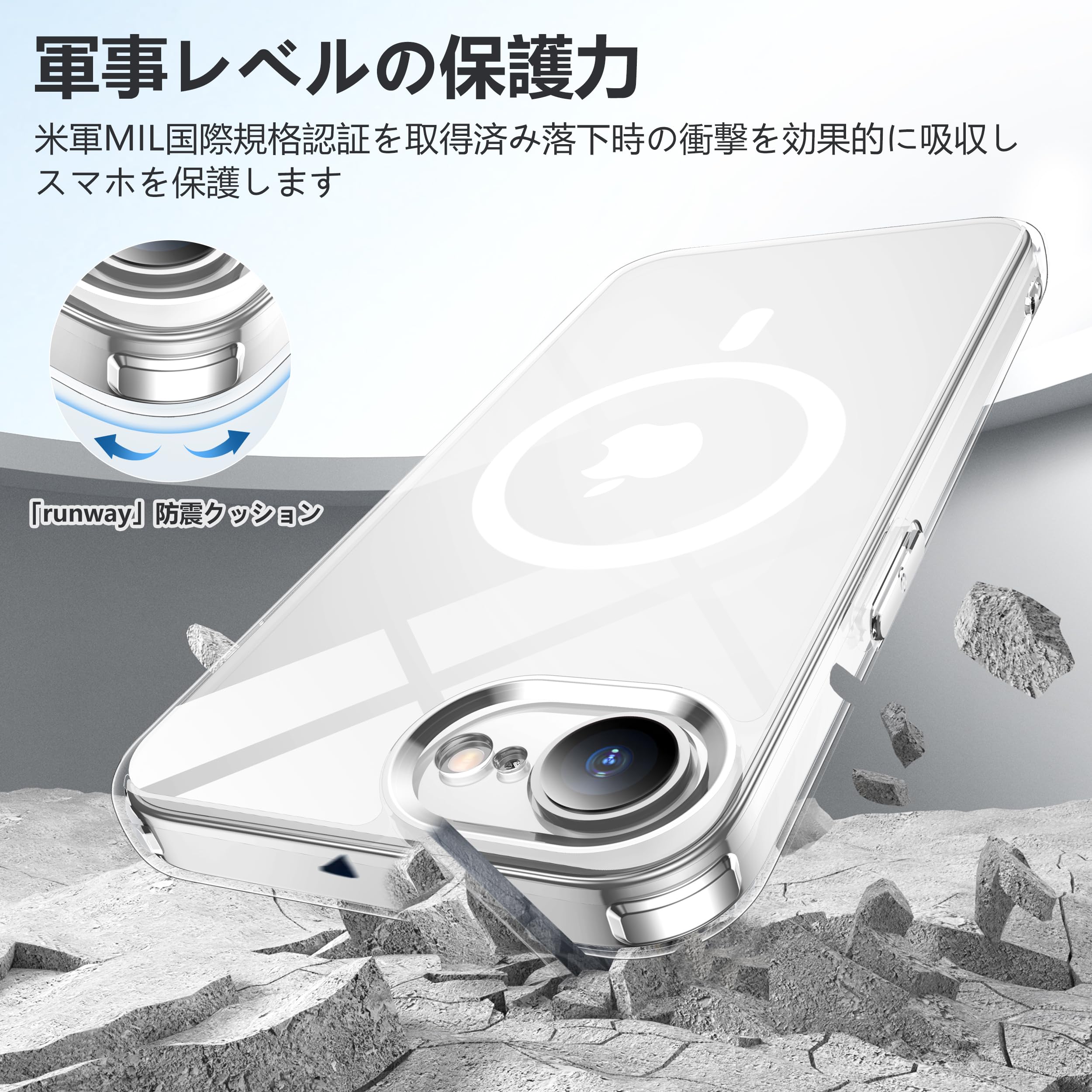 Amazon.co.jp: iPhone 16e/17e 用 ケース クリア 【Magsafe対応・米軍