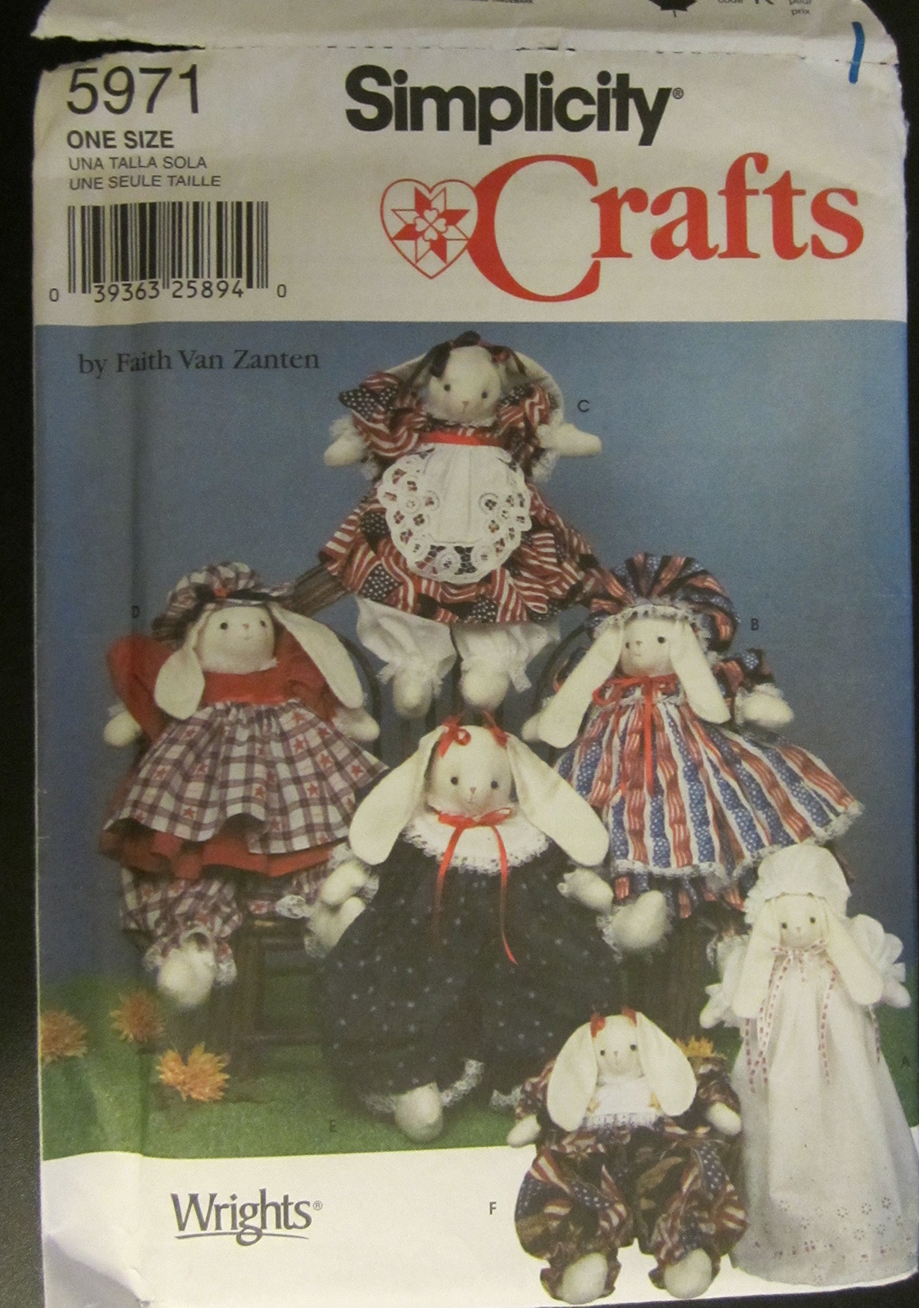 Patron Simplicity 5971 d'activités manuelles peluches doudous pour enfants
