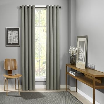 ECLIPSE Blackout Curtains for Bedroom - Palisade 52" x 63" Insulated Darkening Single Panel Grommet Top Window Treatment Living Room, Sage