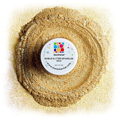 Blacksherbet Brillo comestible dorado para bebidas, 0.18oz, certificado KOSHER, bebida con purpurina y polvo para pasteles, fresas, magdalenas,