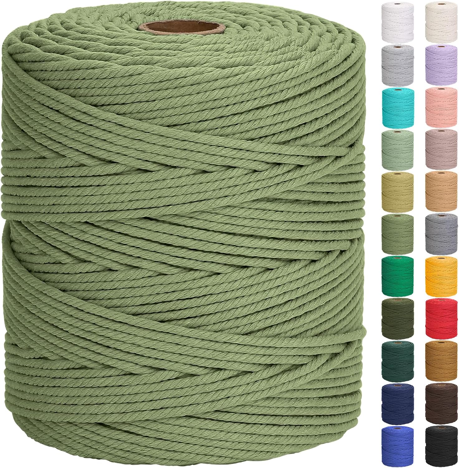 GOHOF Cotton Macrame Cord 5mm 328yards Natural Cotton Rope Colored Soft Macrame Supplies for Plant Hanger Wall Hanger Dreamcatcher (Beige)