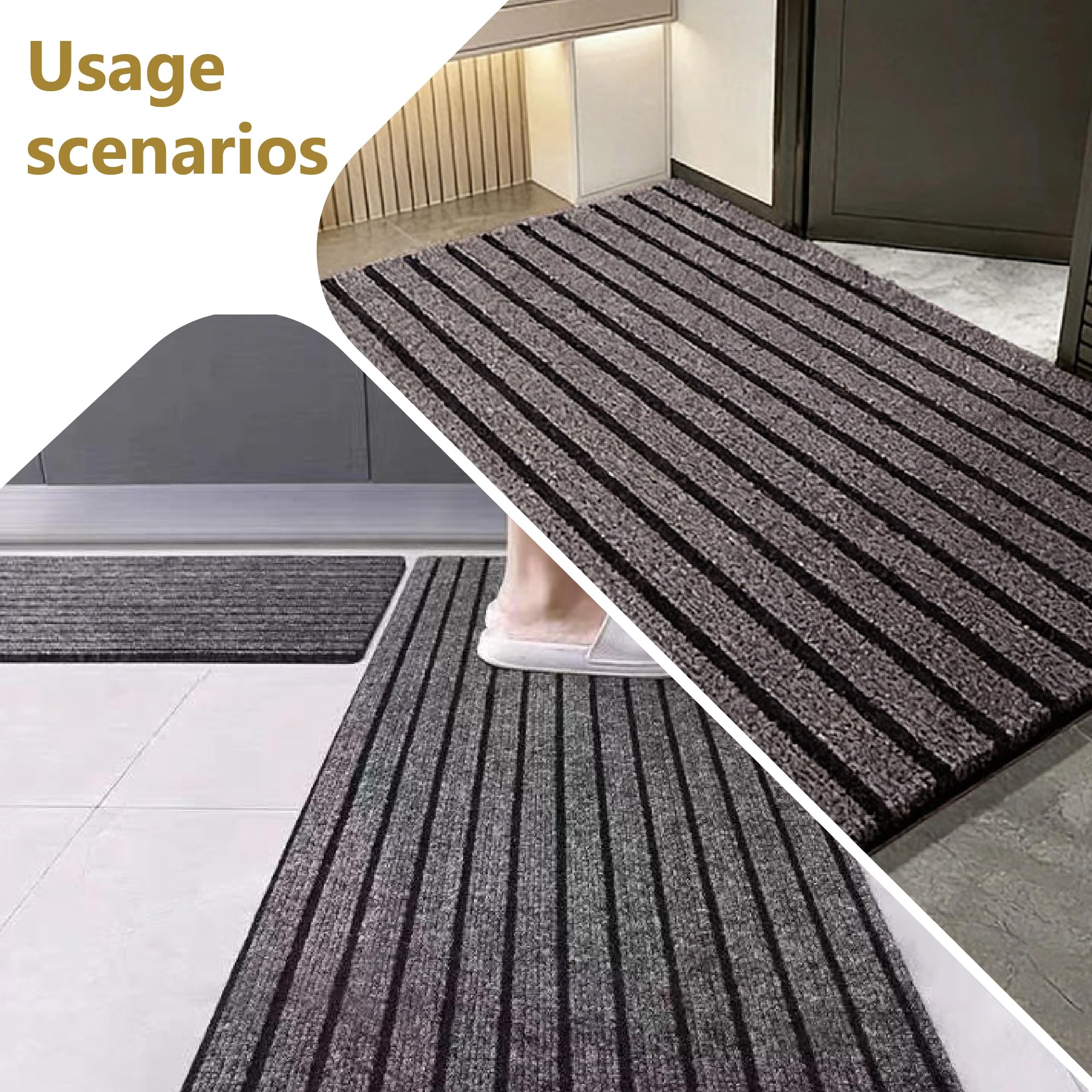 Fußmatte Außen 70 x 180 cm Sauberlaufmatte mit Rutschfester Rückseite Premium Fußmatte für Eingangsbereich Robust Fussmatte für Eingangsbereich Aussenbereich, Grau