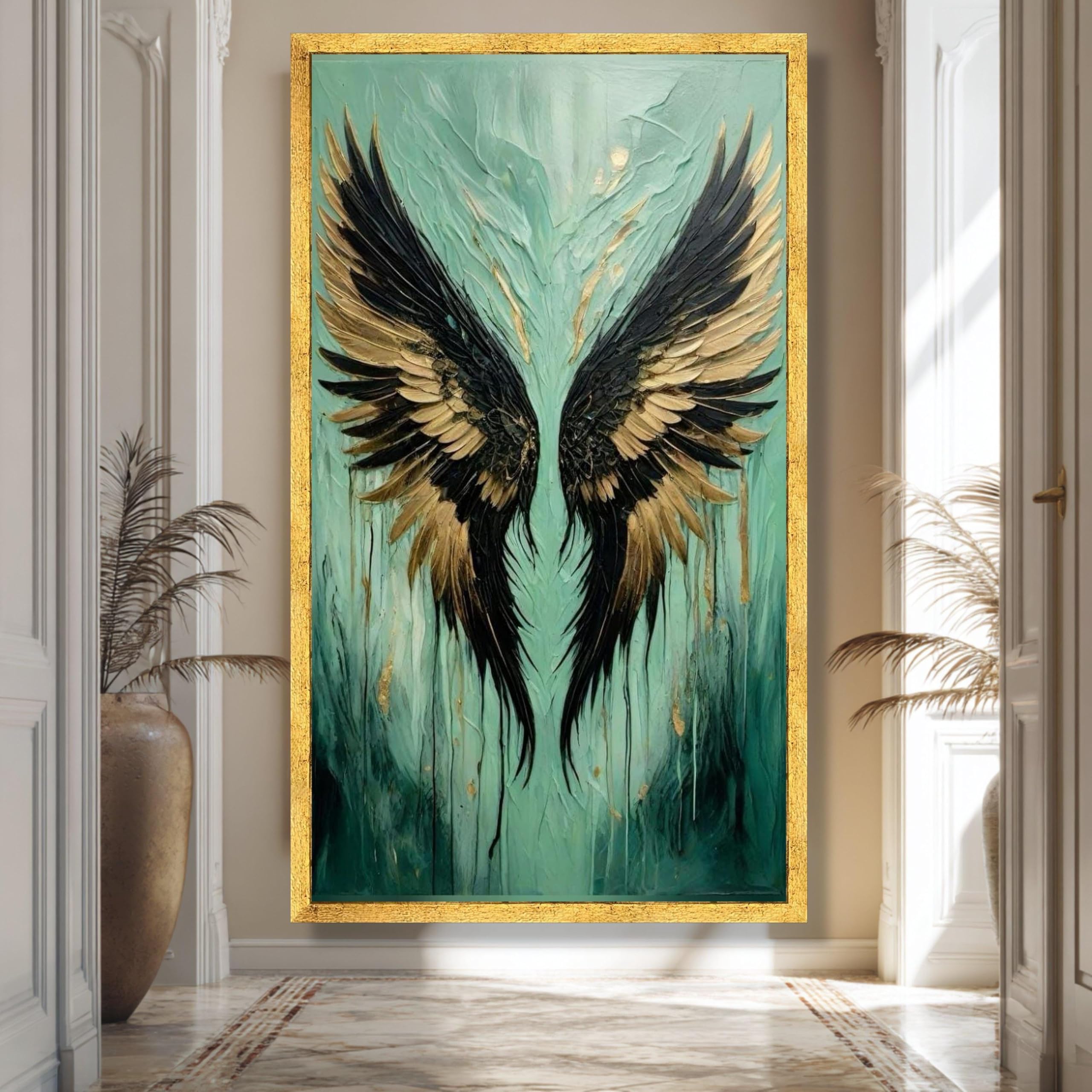 Affiches et impressions abstraites d'ailes dorées pour salon chic