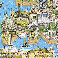 Vista 5 de Rompecabezas de 1000 piezas, rompecabezas de mapa del mundo para adultos, estilo retro, rompecabezas de 8 bits, rompecabezas de 1000 piezas