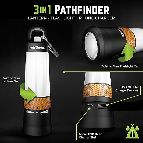 Miniatura 3 de Rayovac Pathfinder Linterna LED de camping, linterna LED recargable para suministros de huracán, kit de supervivencia, accesorios de campamento,