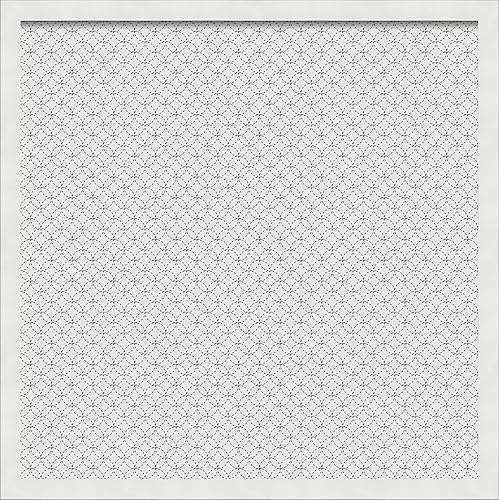 Miniatura 274 de PinPix Tablero de anuncios de corcho de 12 x 12 pulgadas. Este tablero decorativo enmarcado viene con diseño de círculos B W y un marco blanco