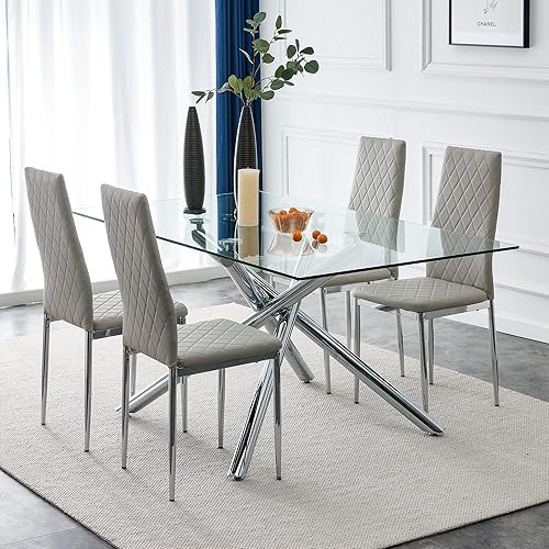 Miniatura 3 de OUYESSIR Juego de 4 sillas de comedor modernas, sillas de cocina y comedor con respaldo alto tapizado, sillas laterales de comedor con patas de