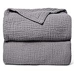 Lulu moon Muslin Quilt Blanket, Crib Blanket for Baby and Toddler,47x47 Inches(Gray)