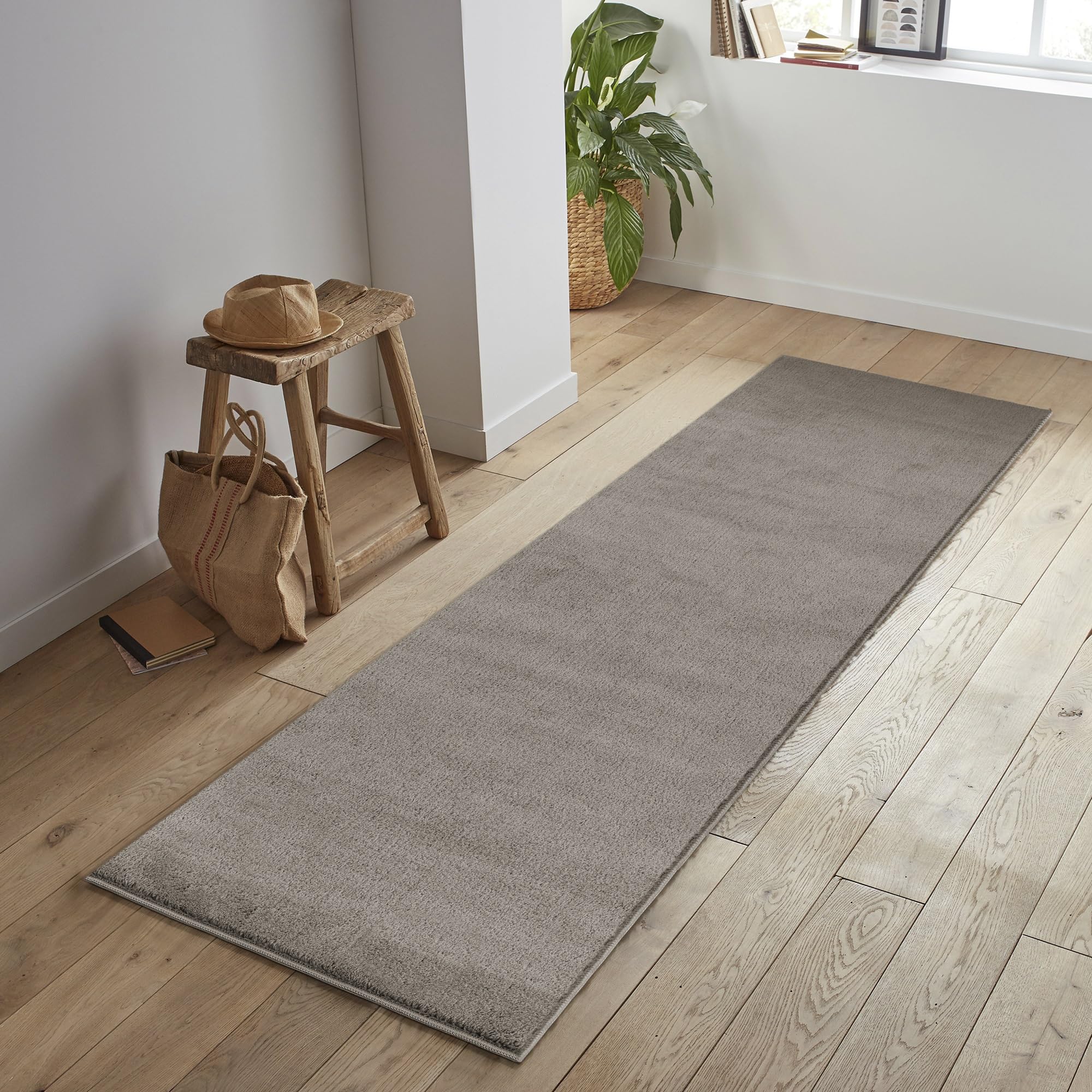 Jimri Alfombra mullida de Pelo Corto de para el hogar, Oficina, Cocina, Entrada, Pasillo, Sala de Estar, Lavable a máquina, Antideslizante, Lavable (Marrón, 60 x 110 cm)