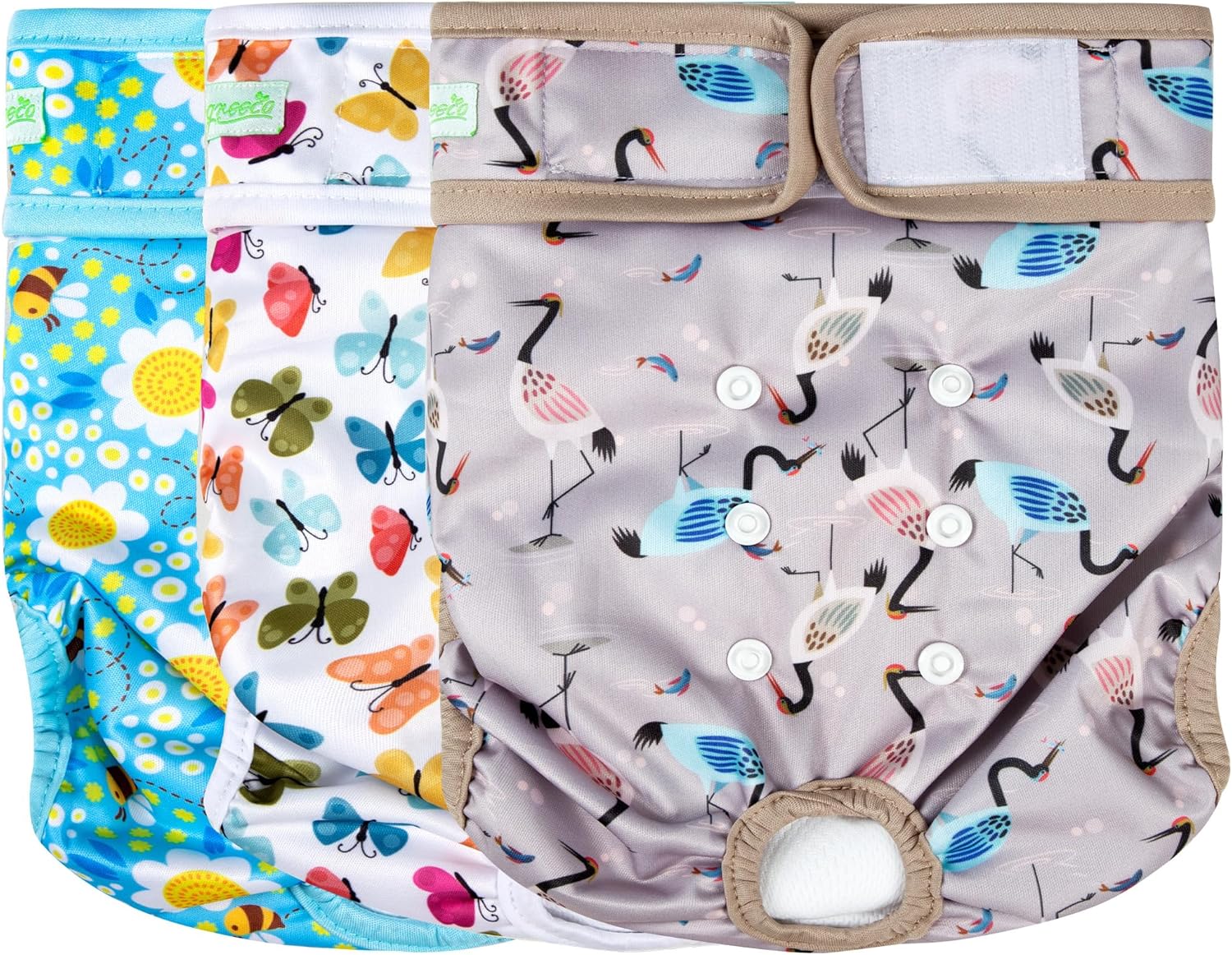 wegreeco Washable Female Dog Diapers Highly Absorbent Reusable Diapers for Dog in Heat Period, 3 Pack (Flamingoes, Medium) Medium (12"-15" Waist) Flamingoes