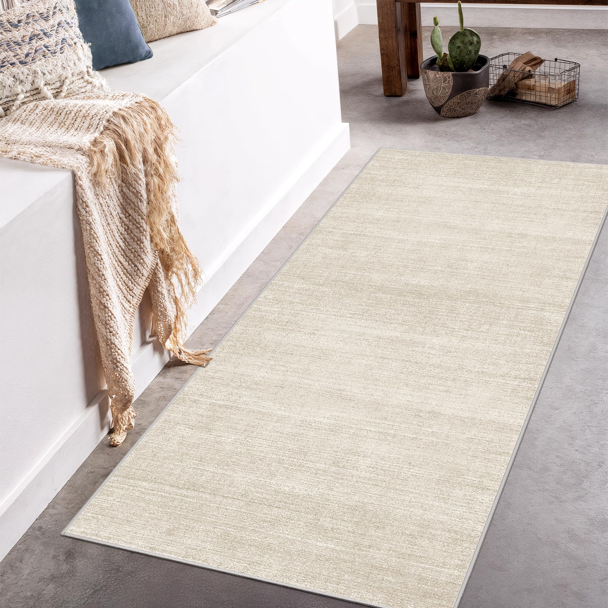 Art&Tuft Runner Rug 2x5 Non-Slip - Low-Pile Washable Runner Rug for Hallway, Soft Distressed Carpet Runner for Bedroom Bathroom Kitchen Laundry Living