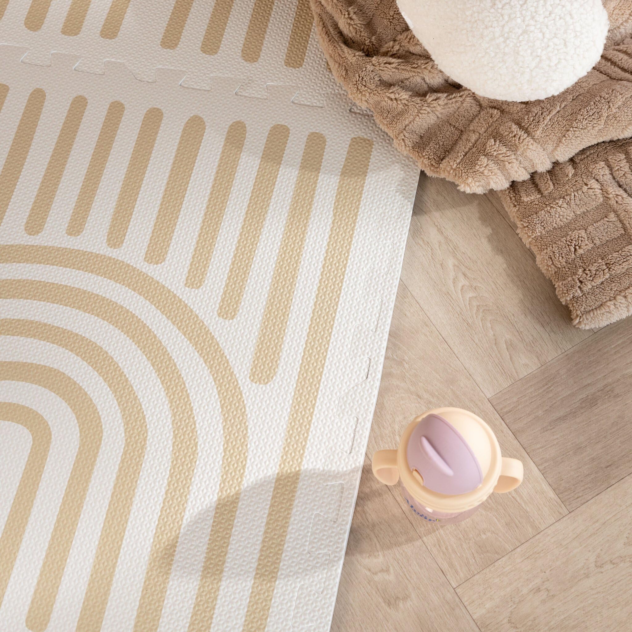 FRAAI | Home & Living Mata piankowa puzzle - Alfie Grid beżowy - Pianka EVA - - Dywan