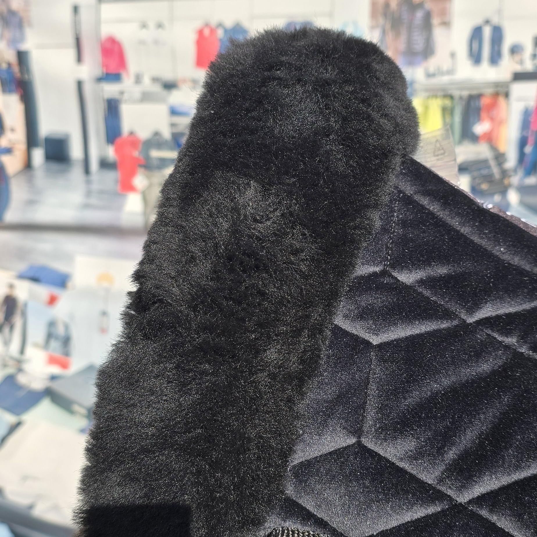 EPONA Mattes Lammfell Schabracke Dressur mit Strass - Schwarz/Samt Größe XL