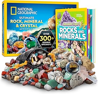 NATIONAL GEOGRAPHIC Rock Collection Box for Kids - Over 200 Piece Lock Set with Genuine Fossil Gems and Crystals - Absolute Expert: Rocks & Minerals with Full Color Book (Amazon Exclusive)