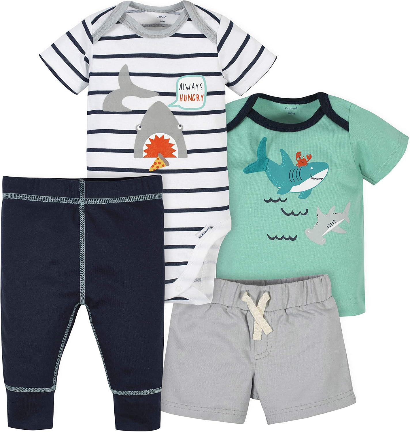 Gerber Baby Boys Toddler 4-Piece Shirt, Bodysuit, Short and Pant