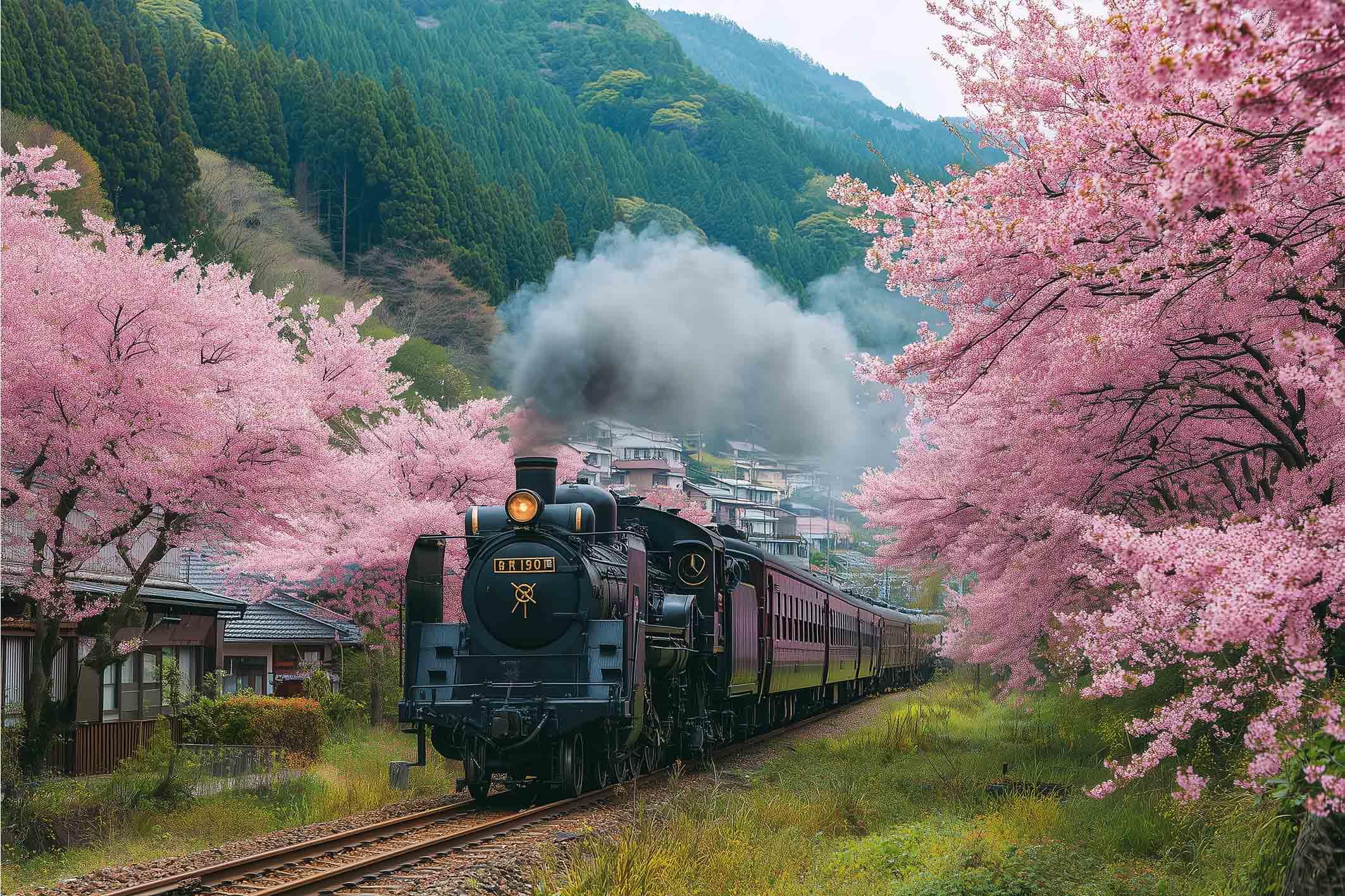 【新品未開封】ジグソーパズル 1000ピース「Timber Pass」蒸気機関車 Amazon | 桜と大井川鐵道：日本の蒸気機関車1000ピース 木製