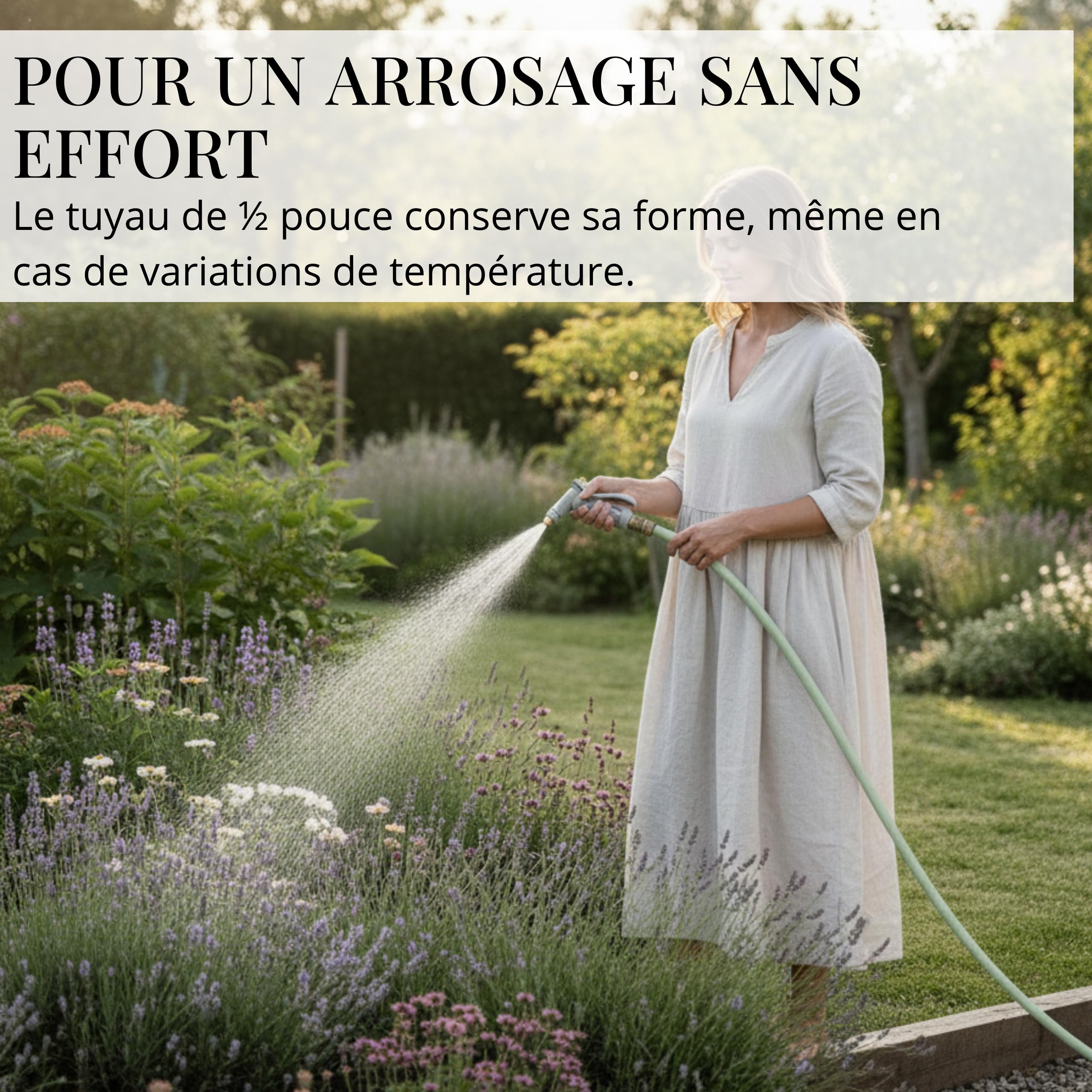 LIVLIG Tuyau d'Arrosage 20m Design – Tuyau Arrosage Flexible, 60% Recyclé, UV Résistant, Anti-Torsion, 1/2 Pouce, Vert