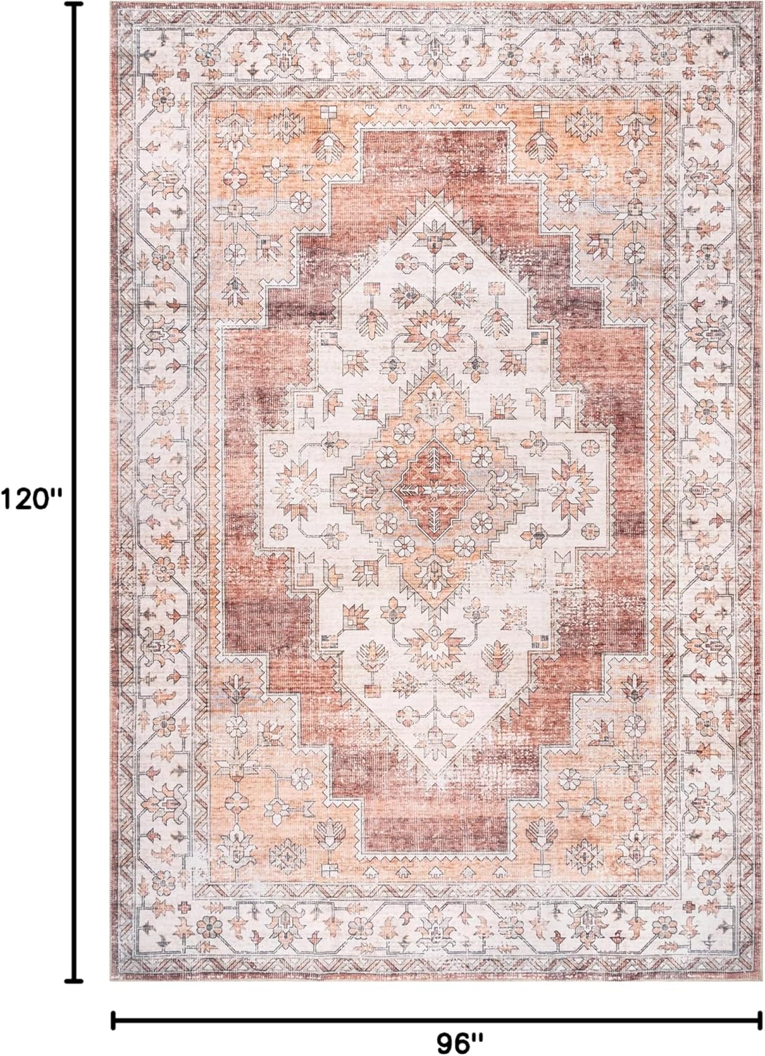 nuLOOM 8' x 10' Machine Washable Stain-Resistant Area Rug with Non Slip Backing, Low Profile for Living Room, Bedroom, and Dining Room, Dania Rust 8' x 10' (Rectangular) Dania Rust