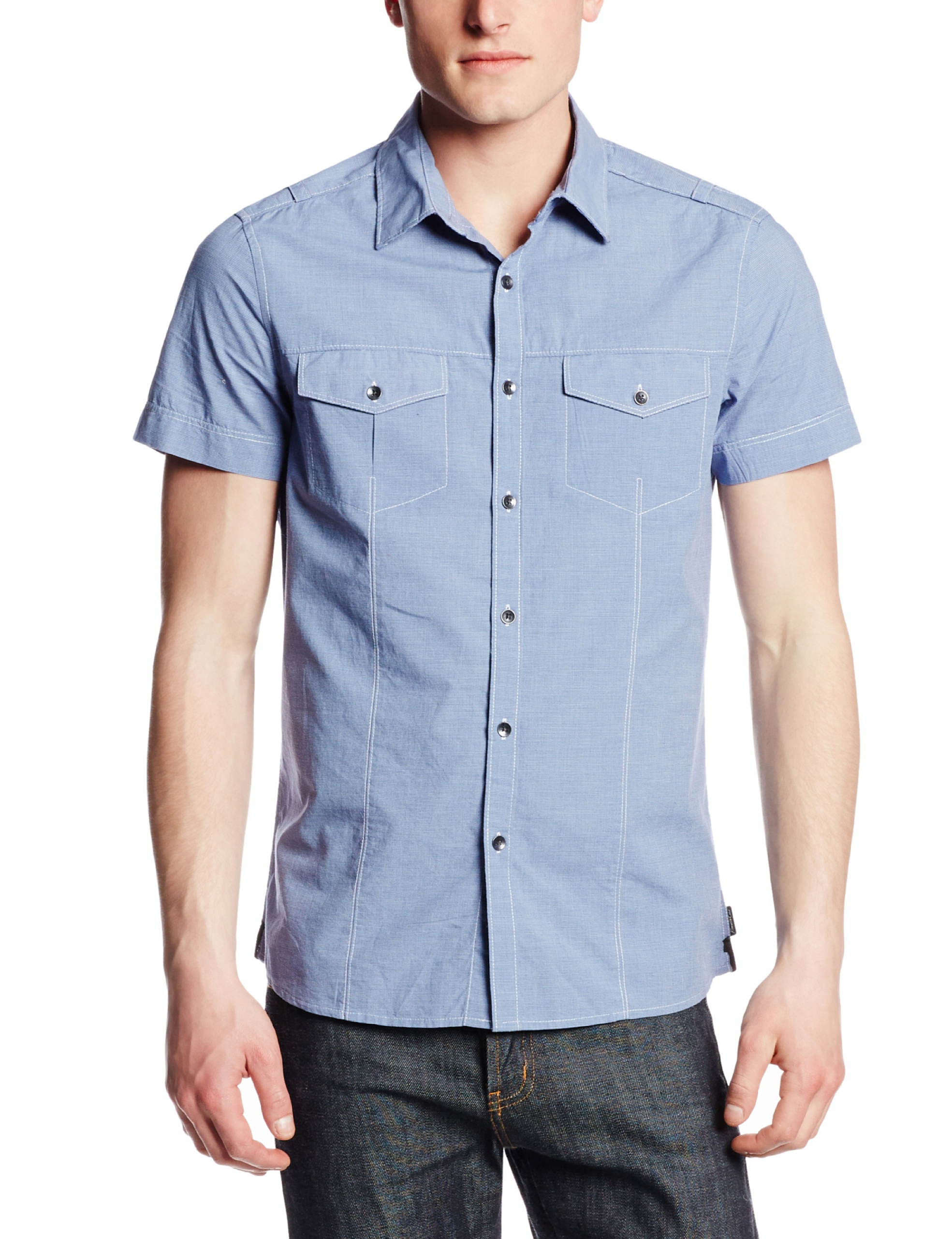 Kenneth Cole New York Men's Military Mini-Stripe Shirt