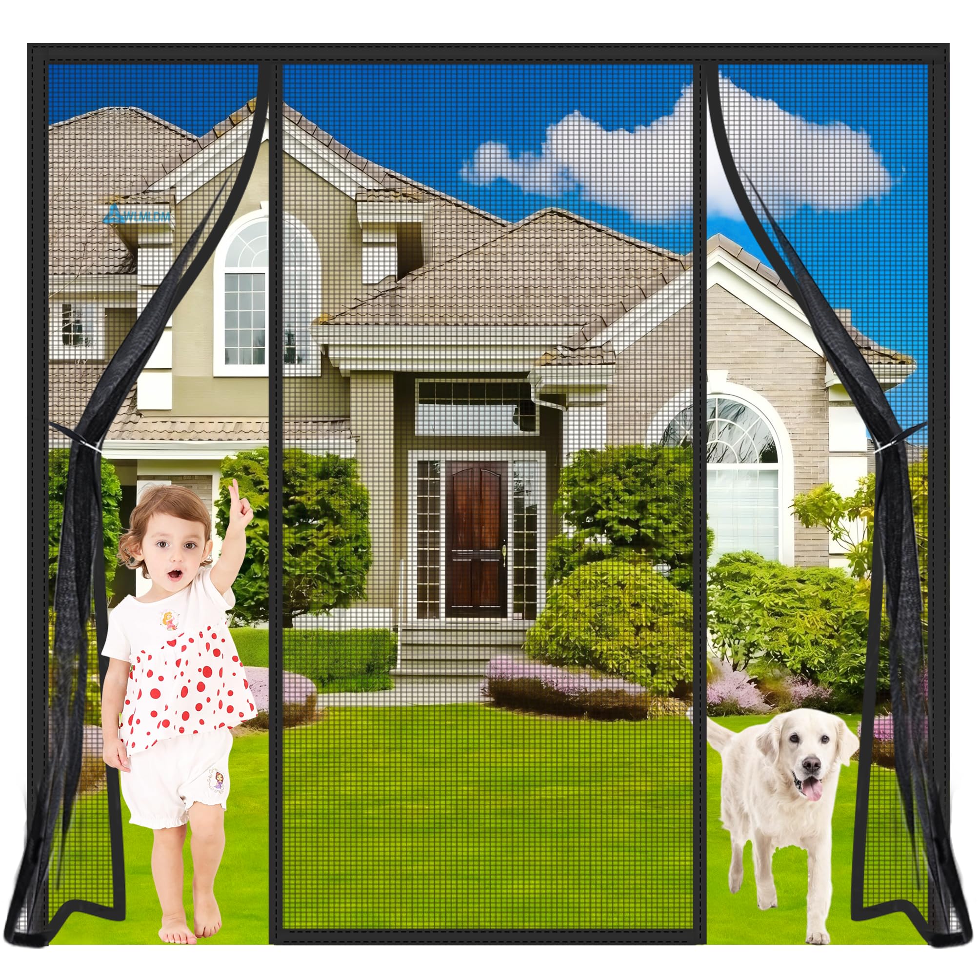 Wlmldm Black Magnetic Fly Screen Door For Large Openings 250X210cm Extra Wide Magnetic Door Screen Heavy Duty Bug Curtain No Gap Perfect For Home Entrance & Patio