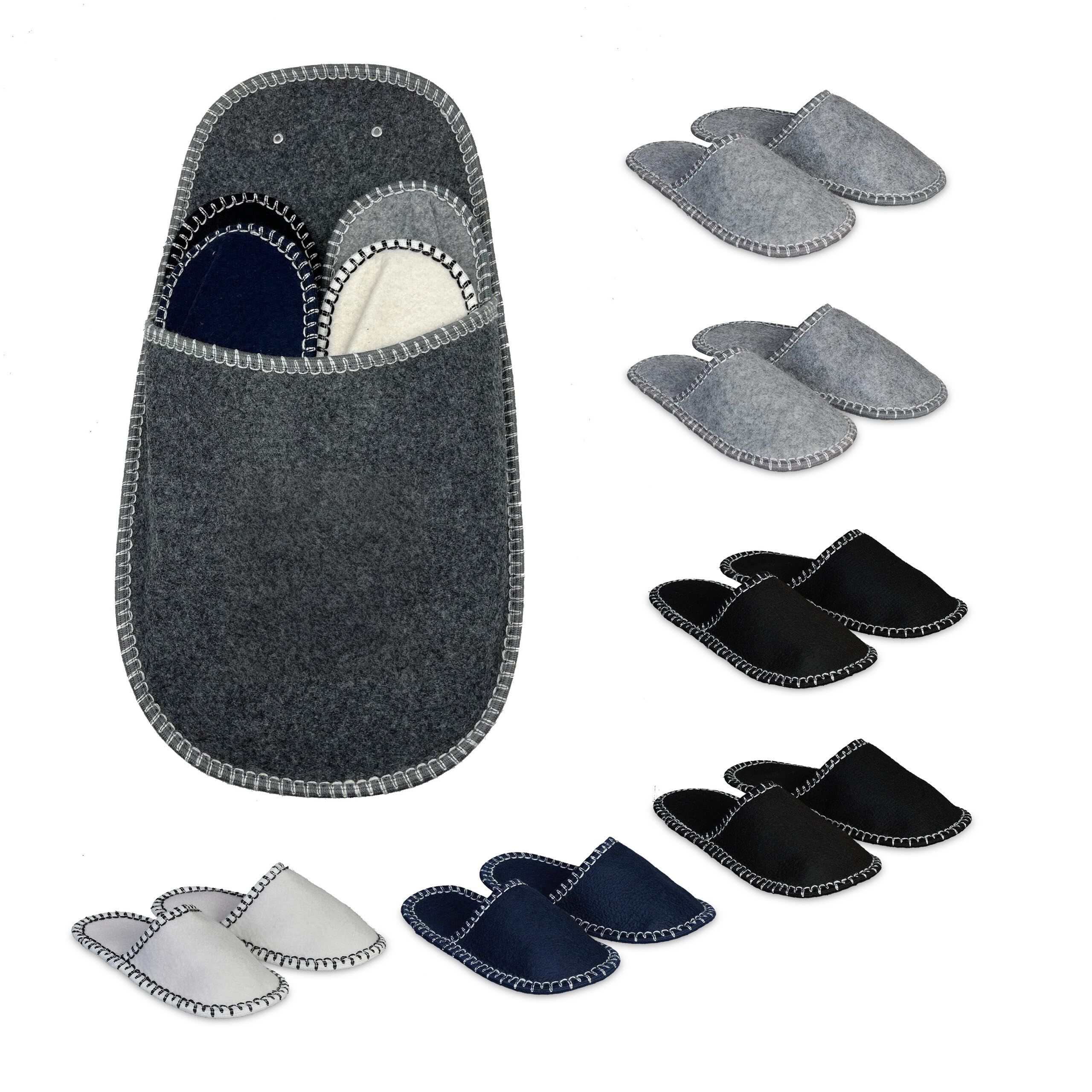 Chaussons en feutre Relaxdays ensemble de pantoufles confortables avec sac mural