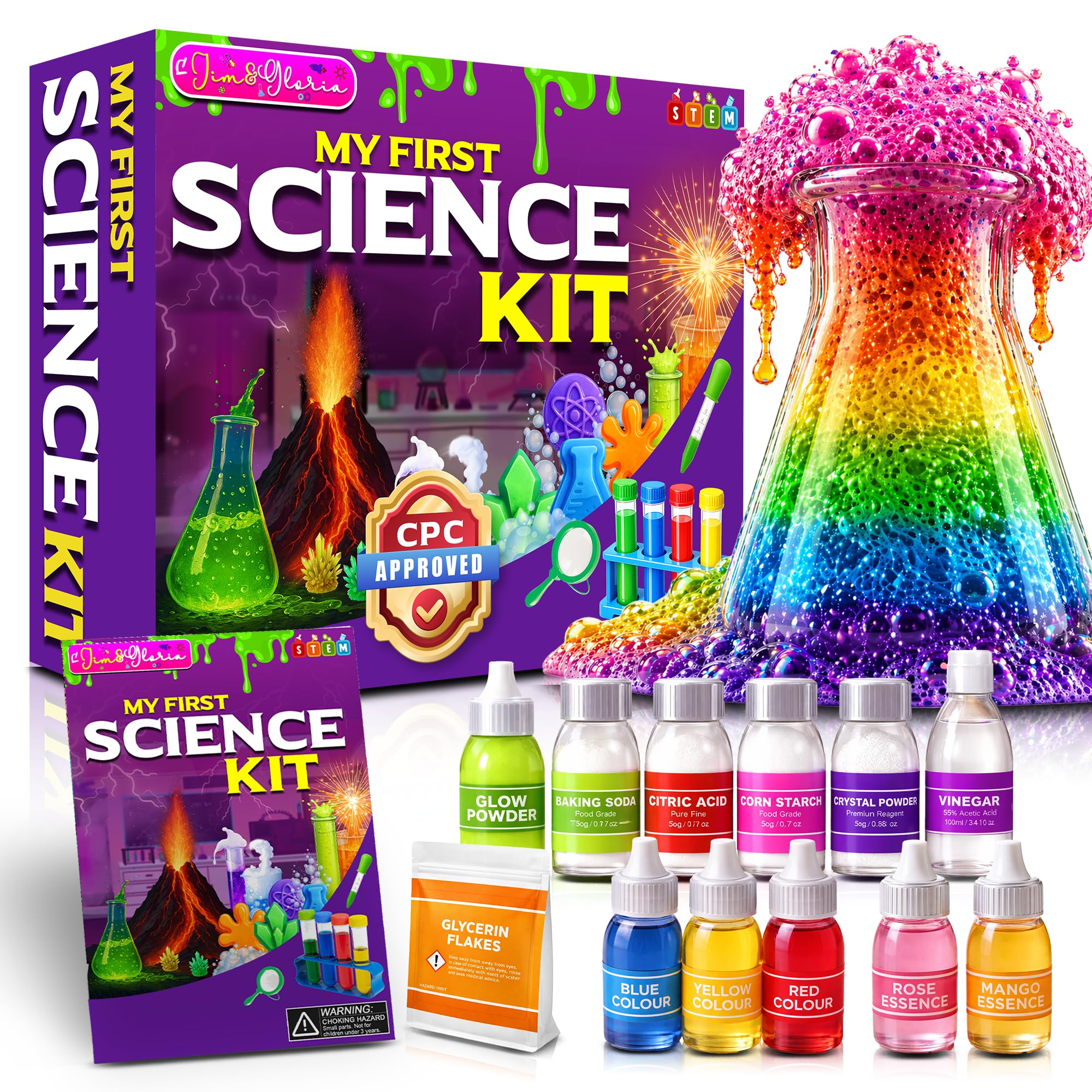 Jim&Gloria Science Kits for Kids Age 5-7 8-12 Year Old Birthday Gifts for Girls Boys, Learning & Educational Toys, Stem Toys, Chemistry Set, Science Experiments for Kids Volcano Projects
