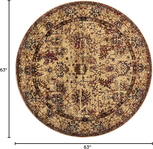 Miniatura 2 de Unique Loom Saturn Collection - Alfombra Ión (5 pies 3 pulgadas, redonda, beige cremanegro)