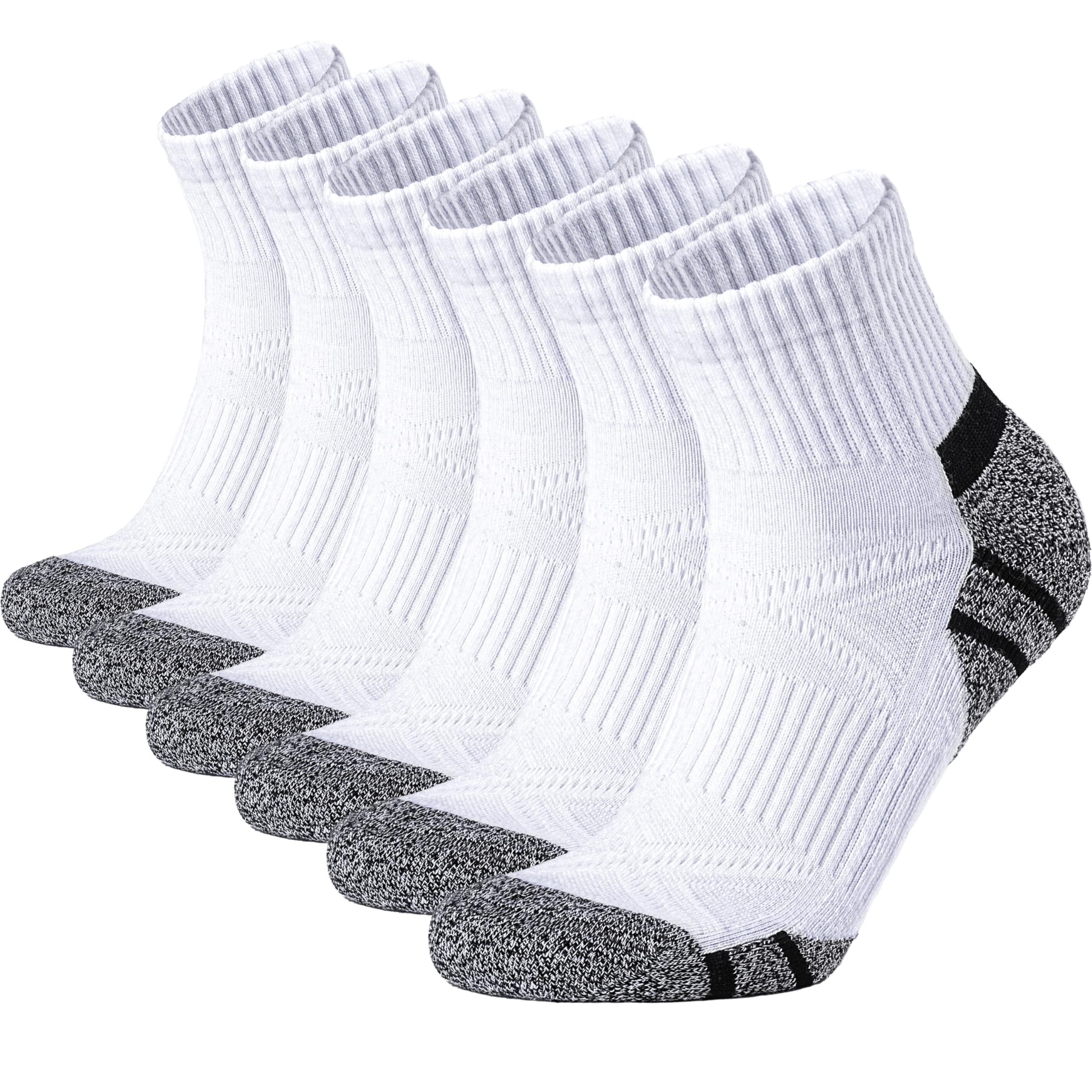 Calcetines Cortos Hombre 6 Pares, Calcetines Hombre Tobilleros de Deporte con Algodón - Diseño Acolchado Anti-Ampollas, Soporte de Arco y Cuidado Anti-Fricción para Running y Tenis